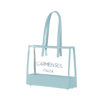 Carmen Sol Capri Clear Mid Tote In Baby-blue