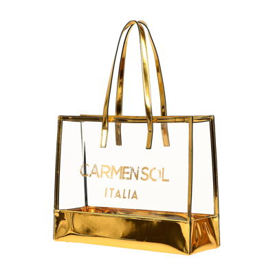 Carmen Sol Taormina Clear Large Tote In Gold