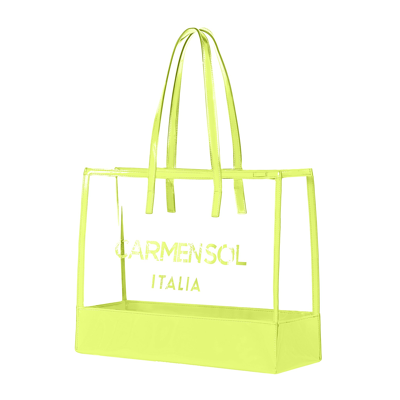 Carmen Sol Taormina Clear Large Tote In Neon-yellow