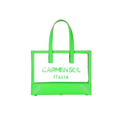 Carmen Sol Venezia Clear Mini Tote In Neon Green