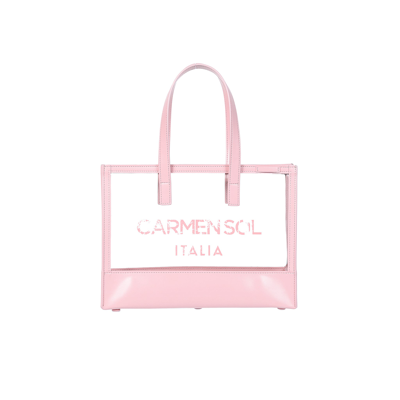 Carmen Sol Venezia Clear Mini Tote In Baby-pink