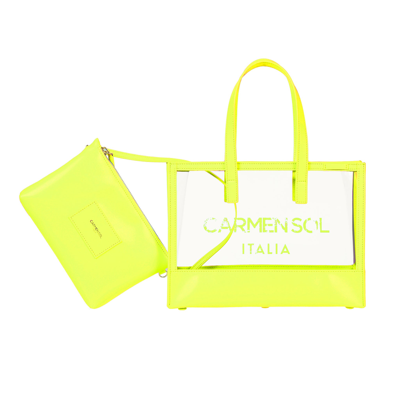 Carmen Sol Venezia Clear Mini Tote In Neon Yellow