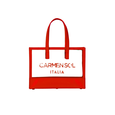 Carmen Sol Venezia Clear Mini Tote In Red