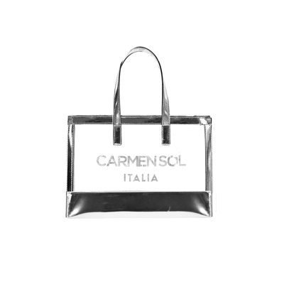 Carmen Sol Venezia Clear Mini Tote In Silver