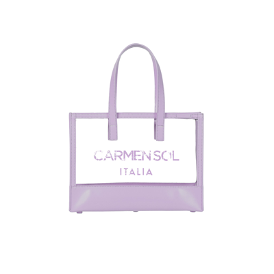 Carmen Sol Venezia Clear Mini Tote In Violet