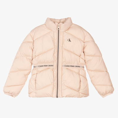 Calvin Klein Jeans Est.1978 Babies' Girls Pink Logo Puffer Jacket