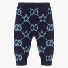 GUCCI BOYS KNITTED BLUE WOOL TROUSERS