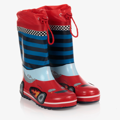 Playshoes Kids' Boys Red Race Car Rain Boots