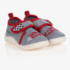 PLAYSHOES BOYS GREY & RED CAR SLIPPERS