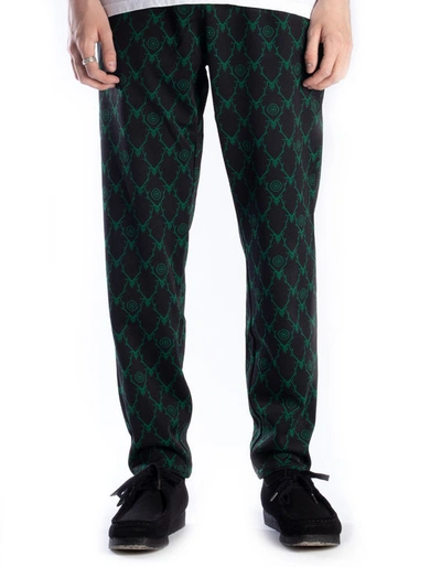 South2 West8 Green Logo Jacquard Jersey Track Pant In Black In Multi