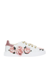 MONNALISA MONNALISA  LEATHER SNEAKERS WITH ROSES