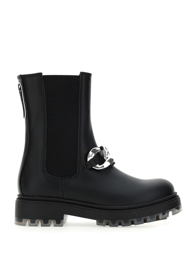 Monnalisa Nappa Boots With Chain In Black