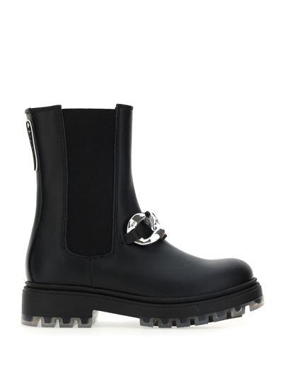 Monnalisa Kids'   Nappa Boots With Chain In Black