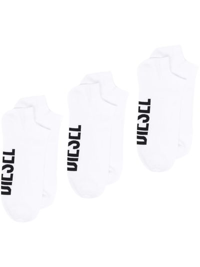 Diesel Branded-footbed Print Socks In White