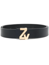 Zadig & Voltaire Womens Noir Zv Initiale Leather Belt In Black