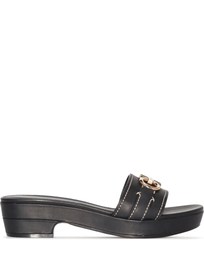 Ferragamo Gancini 45mm Leather Clogs In Black