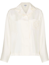 Loewe Anagram-embroidered Long-sleeved Shirt In White