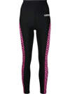 Versace Printed Perforated Stretch Leggings In Black