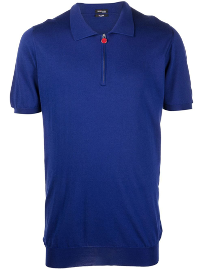 Kiton Zip-collar Polo Shirt In Blue