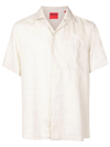 Hugo Boss Ellino Linen Solid Straight Fit Button Down Camp Shirt In Beige