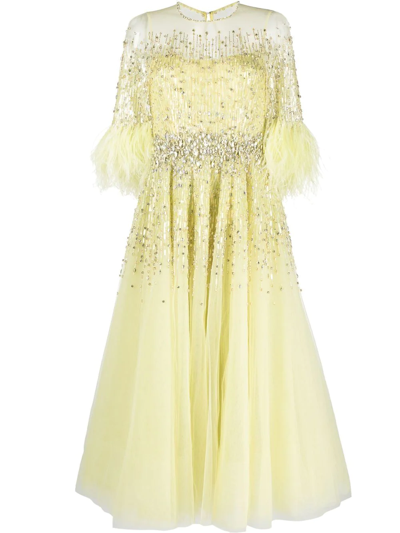 Jenny Packham Dusty Miller A-line Gown In Yellow