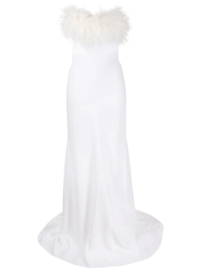 Jenny Packham Women's Aster Feathered Strapless Gown In White