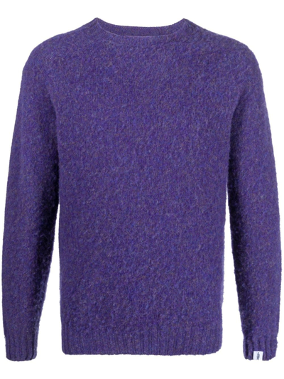 Mackintosh Hutchins Wool Crew-neck Jumper In Purple