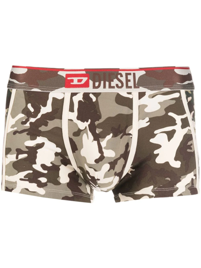 Diesel Logo-waistband Camouflage Boxers In Green