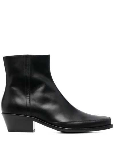 Diesel Ankle Leather Boots In Black