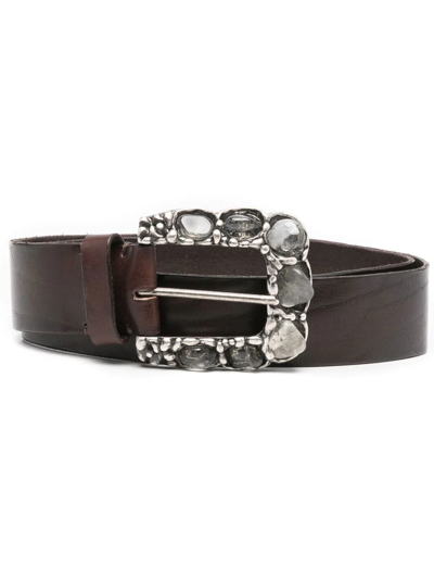 P.a.r.o.s.h. Embellished Buckle Leather Belt In Brown