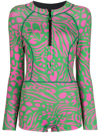 Cynthia Rowley Kauai Animal-print Wetsuit In Green