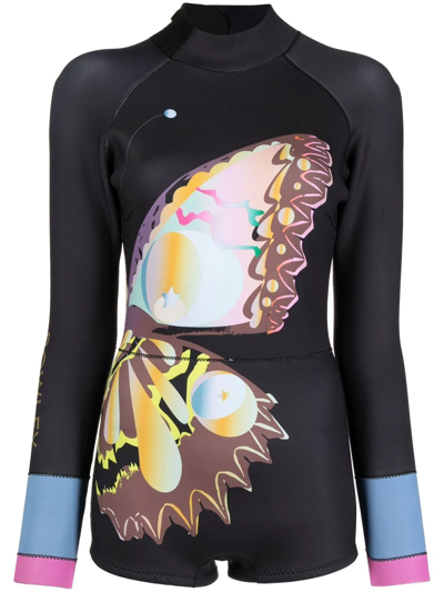 Cynthia Rowley Long-sleeve Wet Suit In Black