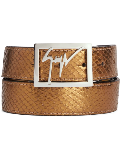 Giuseppe Zanotti Linum Snakeskin-effect Leather Belt In Brown