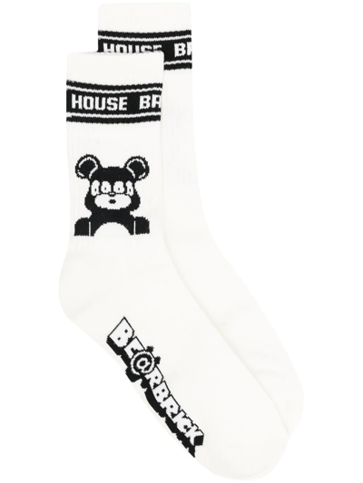Medicom Toy Intarsia-knit Logo Socks In White