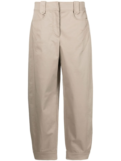 Alberta Ferretti High-waisted Cropped Trousers In Neutrals