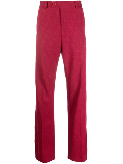 Martine Rose Jacquard-print Straight-leg Trousers In Red