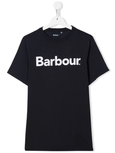 Barbour Kids' Logo-print Short-sleeve T-shirt In Navy