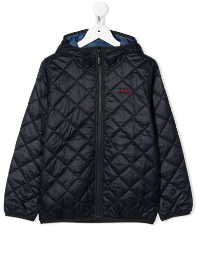 Barbour Kids' Quilted Hooded Jacket In Blue