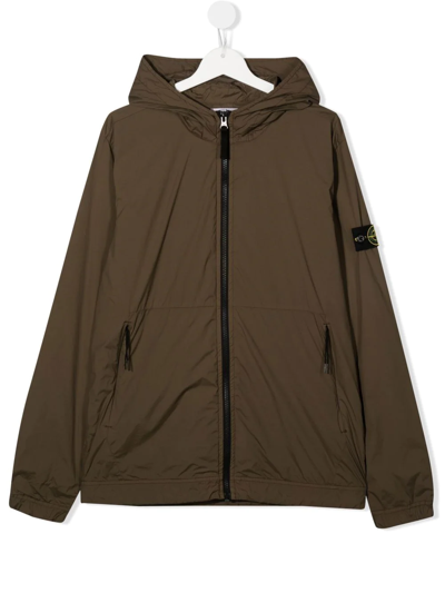 Stone Island Junior Kids' Compass-patch Jacket In Green
