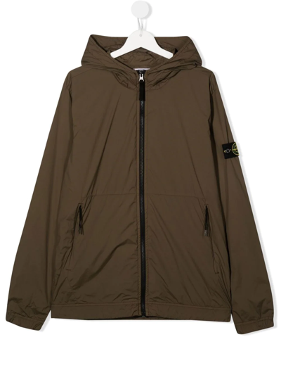 Stone Island Kids' Compass-patch Jacket In Green