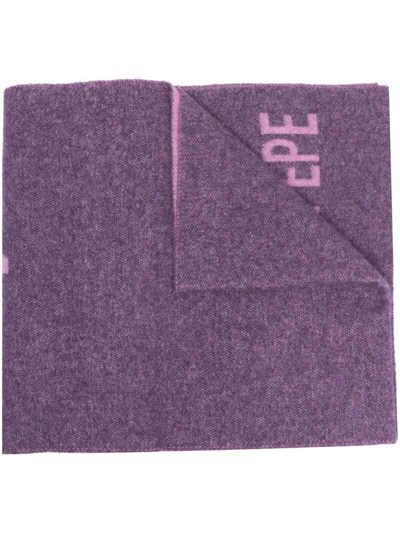 Patrizia Pepe Logo-print Knitted Scarf In Purple
