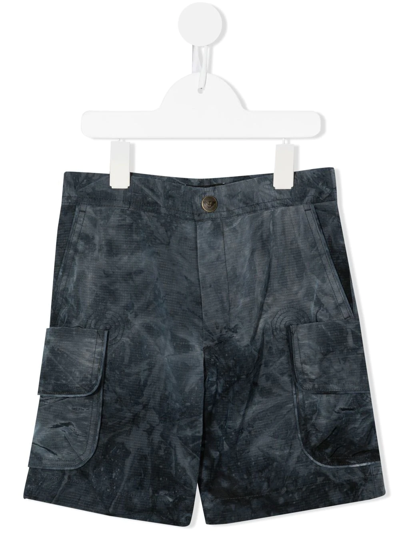 Emporio Armani Kids' Tie-dye Cargo Shorts In Blue