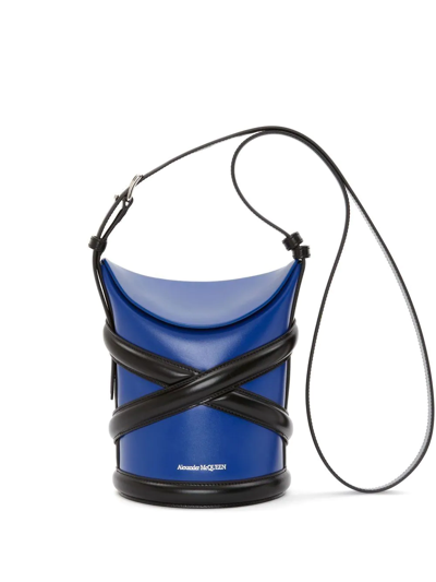 Alexander Mcqueen The Curve Bucket Bag In Electric Blue Black