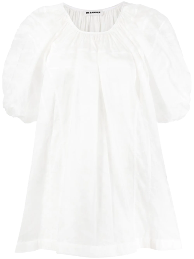 Jil Sander Abstract-pattern Short-sleeve Blouse In White