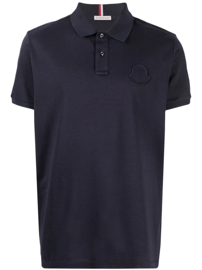 Moncler Logo-patch Polo Shirt In Blue