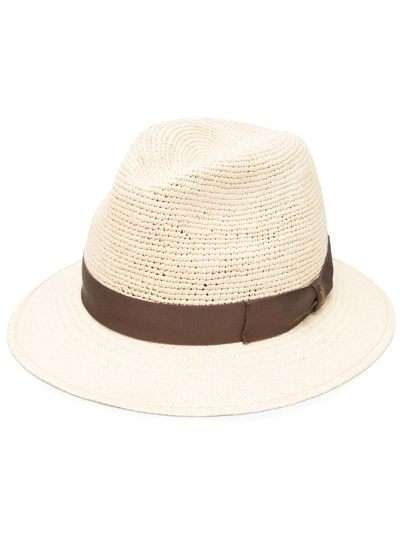 Borsalino Ribbon-detail Sun Hat In Neutrals