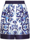 DOLCE & GABBANA MAJOLICA-PRINT SILK PAJAMA SHORTS