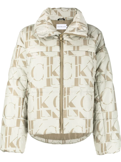 Calvin Klein Jeans Est.1978 Logo-print Puffer Jacket In Green