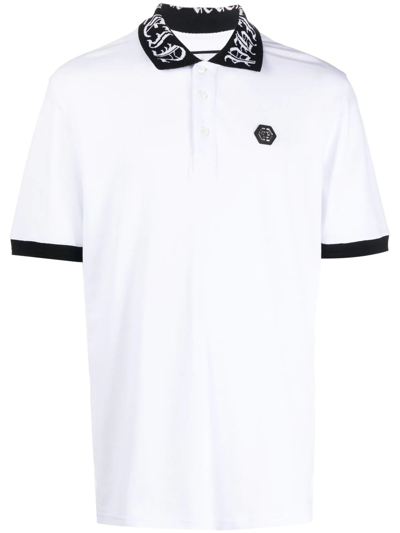 Philipp Plein Tm Short-sleeve Polo Shirt In White