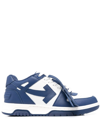 Off-white Out Of Office Logo-embroidered Leather Low-top Trainers In 4201 Dusty Blue White